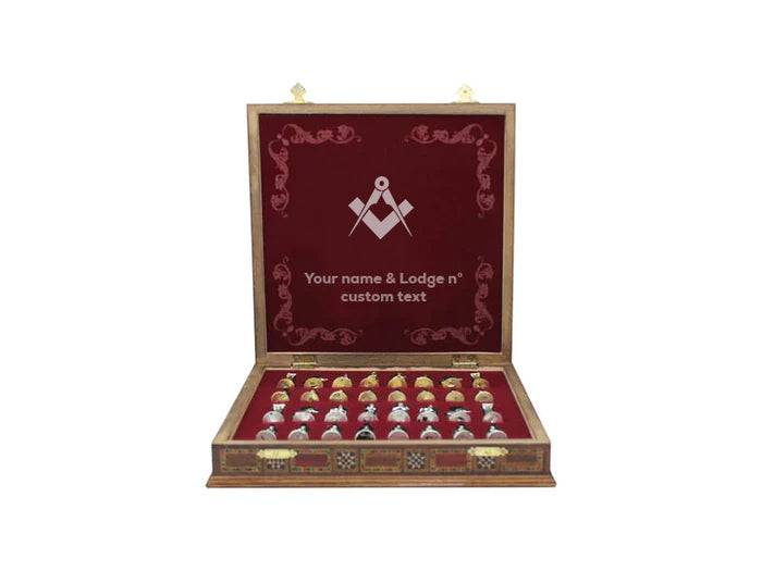 Master Mason Blue Lodge Chess Set - 16.5" (42cm) - Bricks Masons
