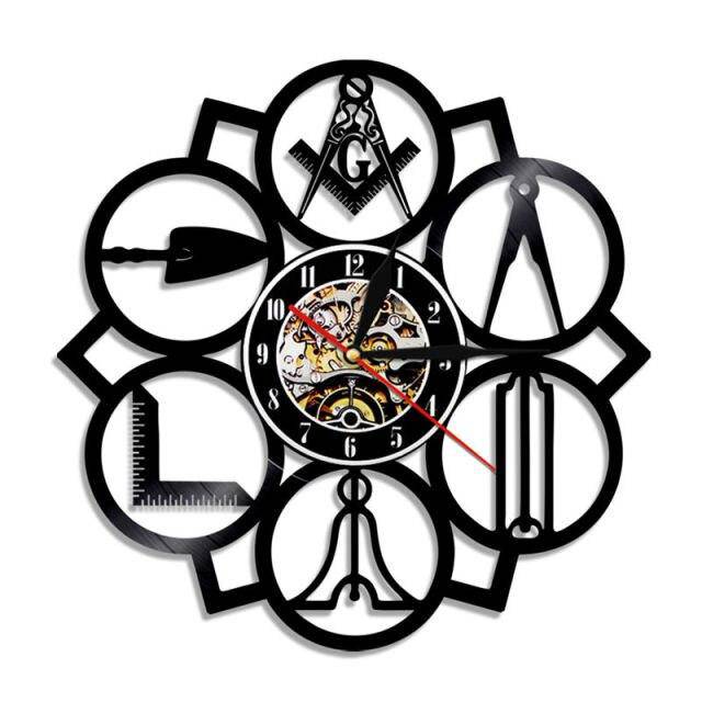 Master Mason Blue Lodge Clock - Led Vinyl Various Colors - Bricks Masons