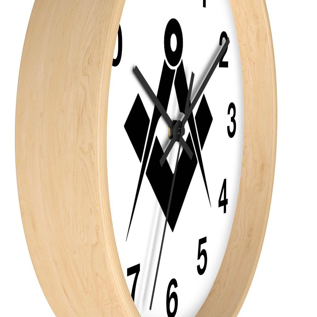 Master Mason Blue Lodge Clock - Square & Compass Wooden Frame - Bricks Masons