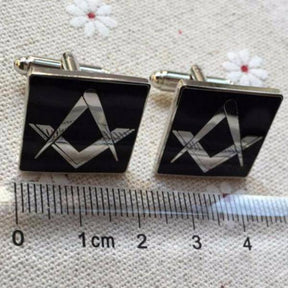 Master Mason Blue Lodge Cufflink - Silver & Black - Bricks Masons
