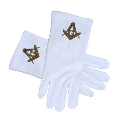 Master Mason Blue Lodge Gloves - STANDARD GOLD - Bricks Masons