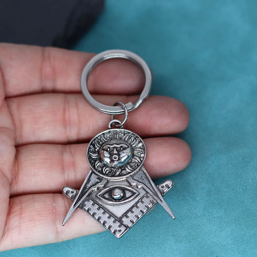 Master Mason Blue Lodge Keychain - All Seeing Eye - Bricks Masons