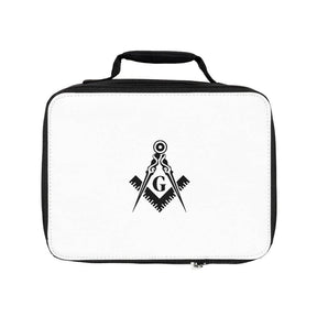 Master Mason Blue Lodge Lunch Bag - White with Square & Compass G - Bricks Masons