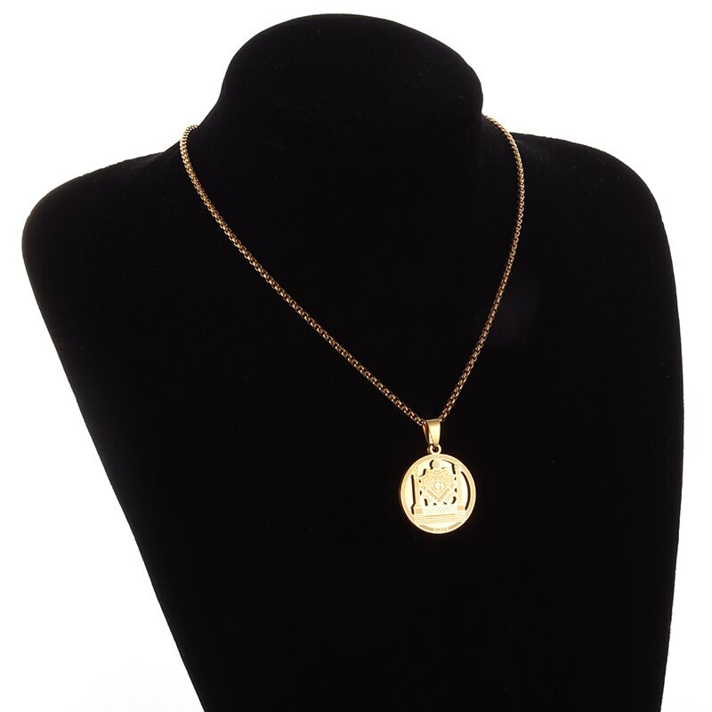 Master Mason Pendant - Stainless Steel With Pillars - Bricks Masons