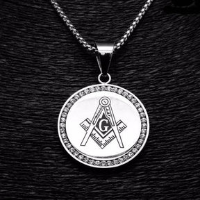 Master Mason Blue Lodge Necklace - IcedOut Gold & Silver - Bricks Masons