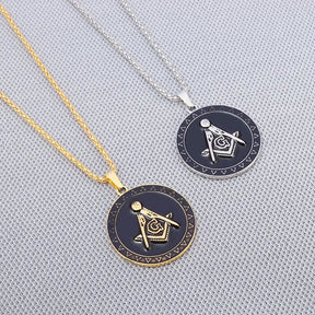 Master Mason Blue Lodge Necklace - Black Background - Bricks Masons