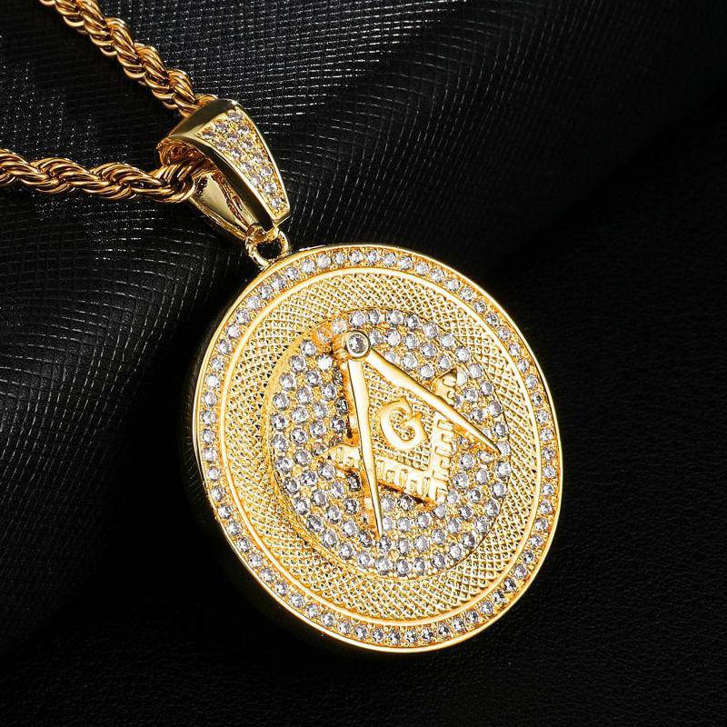Master Mason Blue Lodge Necklace - Square and Compass G Zircon Stone - Bricks Masons
