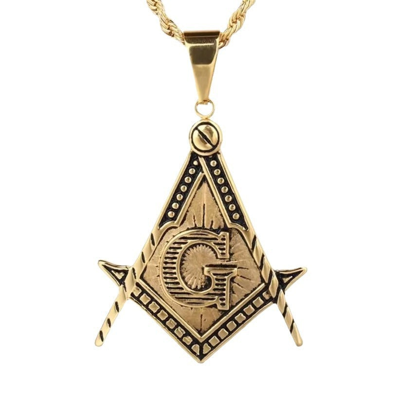 Master Mason Blue Lodge Necklace - Various Titanium Steel Colors - Bricks Masons