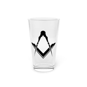 Master Mason Blue Lodge Pint Glass - 16oz Square & Compass - Bricks Masons