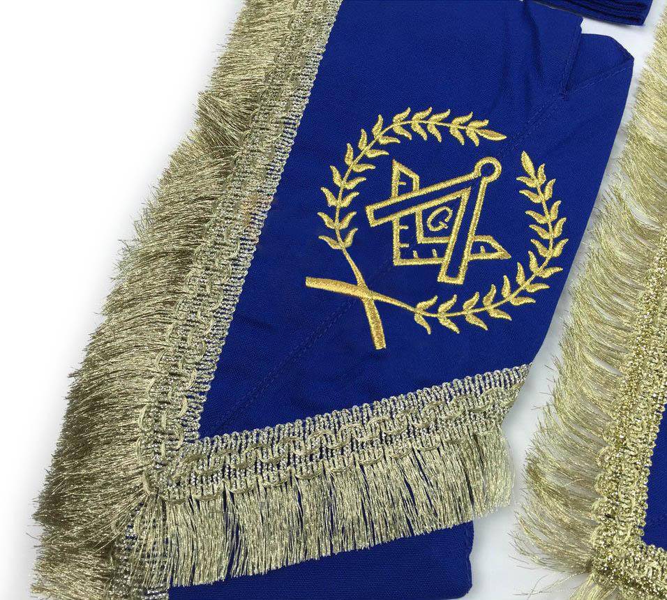 Master Mason Blue Lodge Regalia Set - White & Blue with Fringe - Bricks Masons