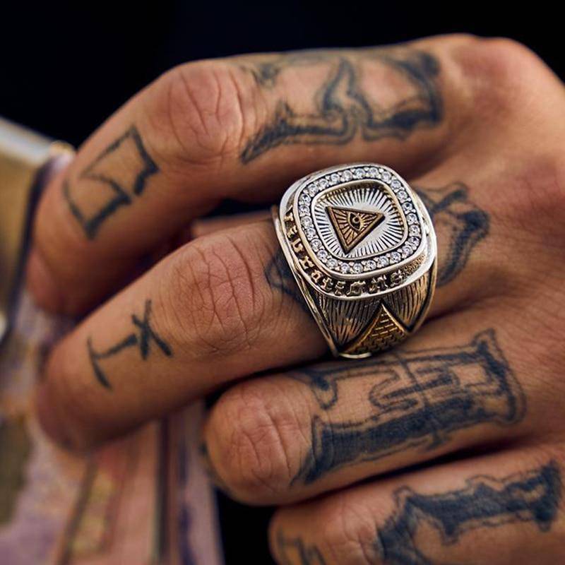 Master Mason Blue Lodge Ring - All Seeing Eye - Bricks Masons