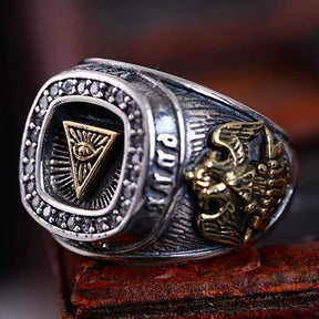 Master Mason Blue Lodge Ring - All Seeing Eye - Bricks Masons