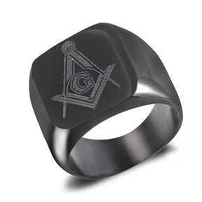 Master Mason Blue Lodge Ring - Casted Square & Compass [Multiple Colors] - Bricks Masons