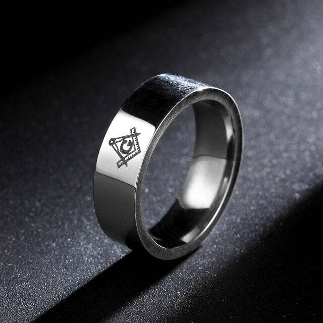 Master Mason Blue Lodge Ring - Square Compass G (Silver/Gold/Black) - Bricks Masons