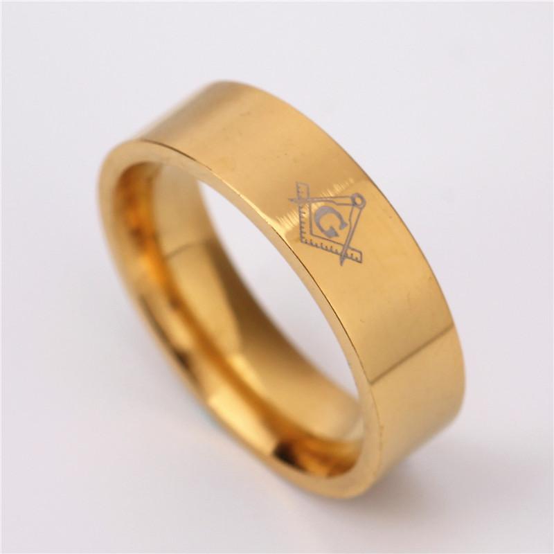 Master Mason Blue Lodge Ring - Square & Compass Straight Edge - Bricks Masons