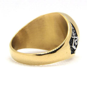 Master Mason Blue Lodge Ring - Stainless Steel Square Compass G - Bricks Masons