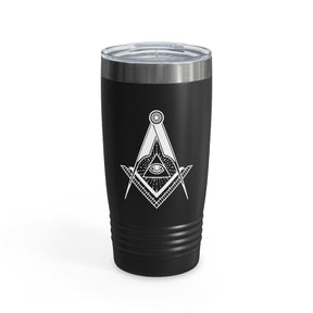 Master Mason Blue Lodge Ringneck Tumbler - Square & Compass All Seeing Eye - Bricks Masons