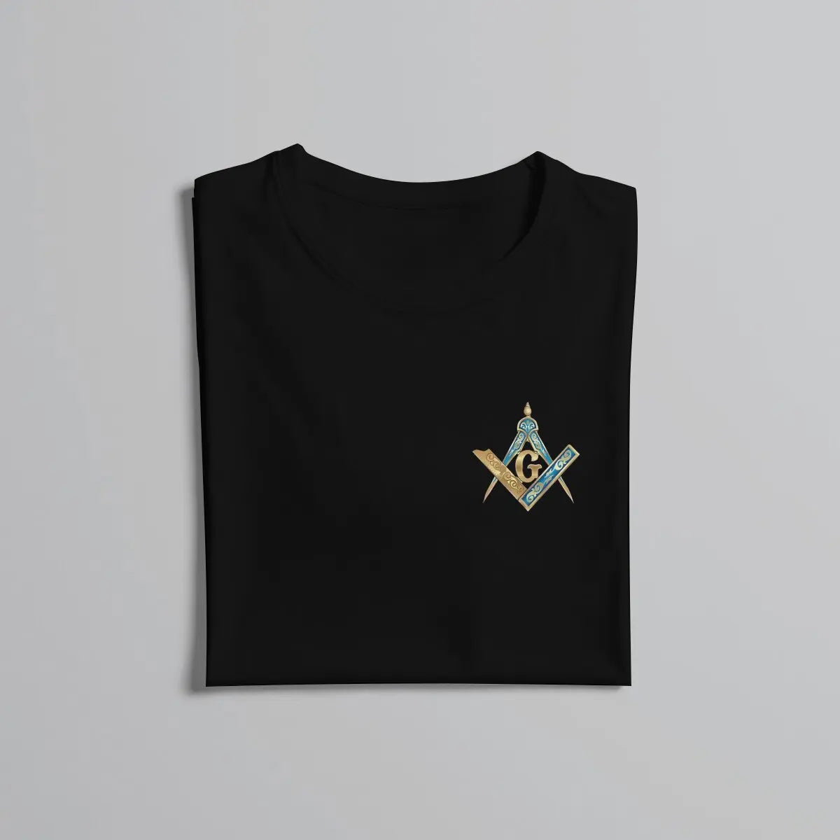 Master Mason Blue Lodge T-Shirt - Blue  Gold Square Compass Polyester - Bricks Masons