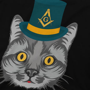 Master Mason Blue Lodge T-Shirt - Polyester Cat Design - Bricks Masons