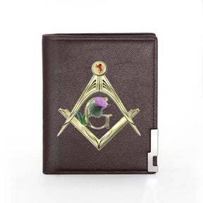 Master Mason Blue Lodge Wallet - Floyd Lodge No. 329 Black & Brown - Bricks Masons