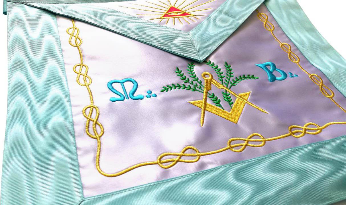 Master Mason French Rite Apron - Silk & Moire Star G - Bricks Masons
