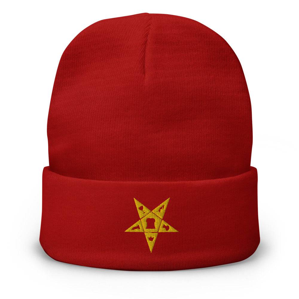 OES Beanie - Golden Embroidery - Bricks Masons