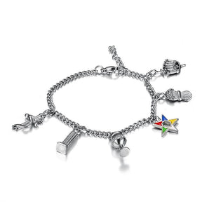 OES Bracelet - Stainless Steel Silver - Bricks Masons