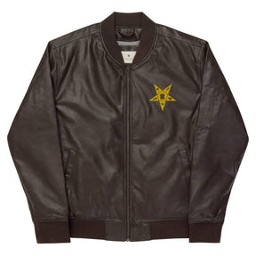 OES Jacket - Leather Golden Embroidery - Bricks Masons