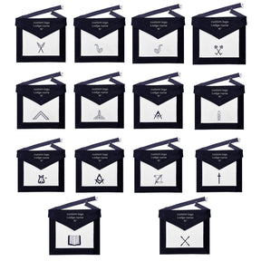 Officers Blue Lodge Officer Apron Set - Machine Embroidery (Set of 14) - Bricks Masons