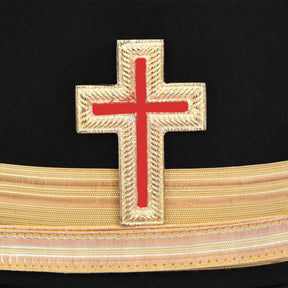 Past Commander Knights Templar Commandery Fatigue Cap - Gold Metal Embroidered with Vinework - Bricks Masons