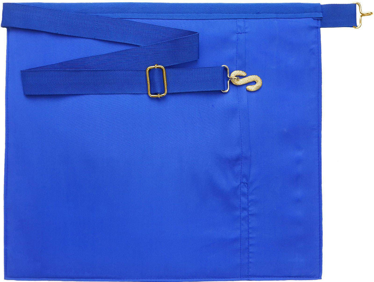 Past Master Blue Lodge Apron - Blue Grosgrain with Gold Hand Embroidery - Bricks Masons