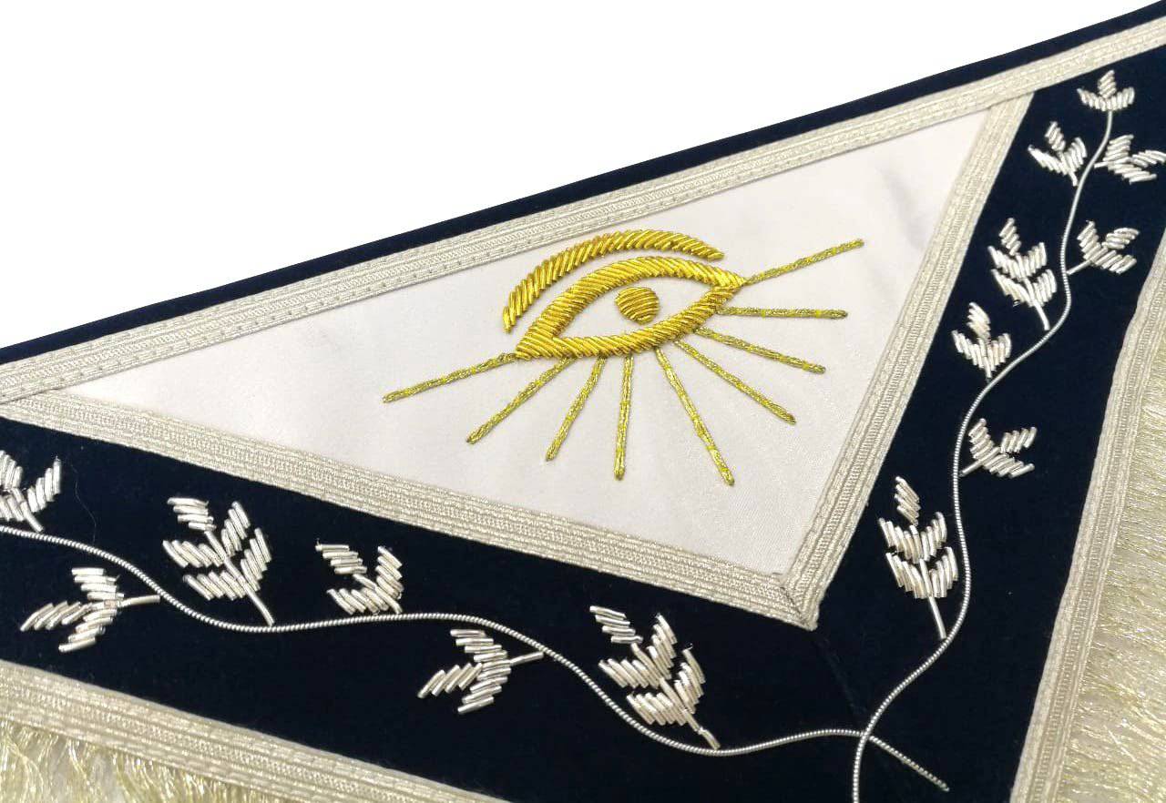Past Master Blue Lodge Apron - Dark Blue Velvet - Bricks Masons