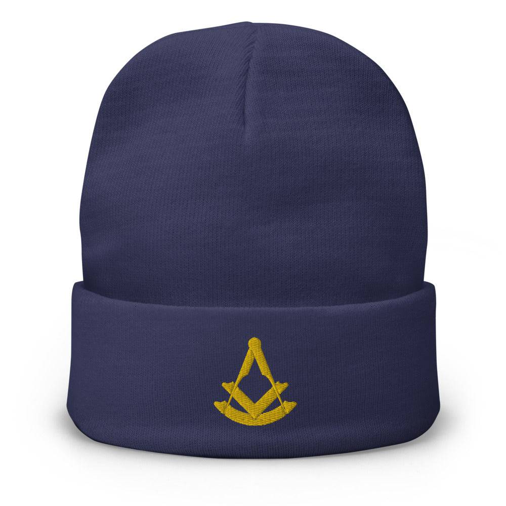 Past Master Blue Lodge Beanie - Golden Embroidery - Bricks Masons