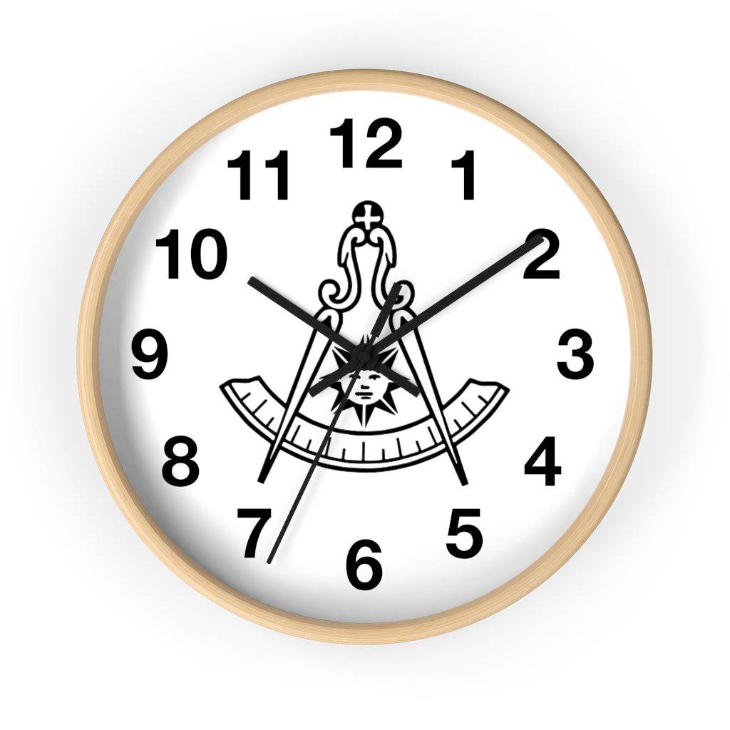 Past Master Blue Lodge Clock - Wooden Frame - Bricks Masons