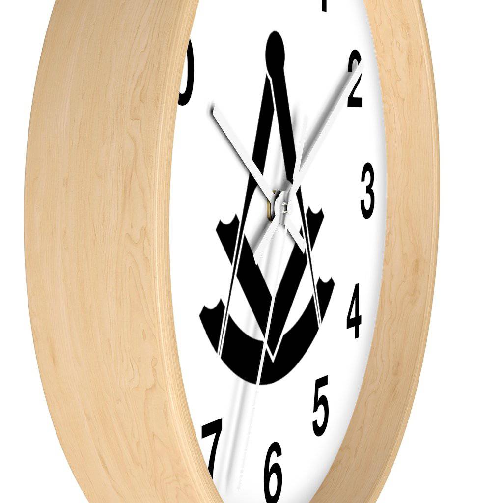 Past Master Blue Lodge Clock - Wooden Frame - Bricks Masons