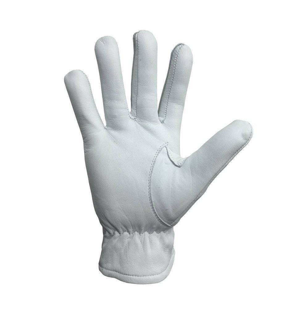 Past Master Blue Lodge Gloves - White Leather with Black Emblem - Bricks Masons