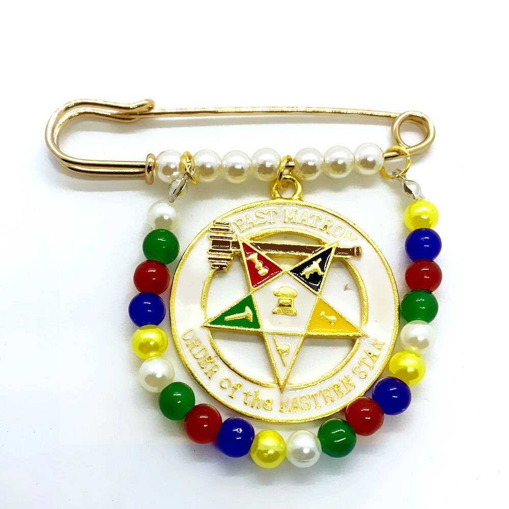 Past Matron OES Lapel Pin - Handmade Exquisite - Bricks Masons