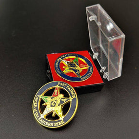 Past Patron OES Lapel Pin - 1.2" Blue - Bricks Masons