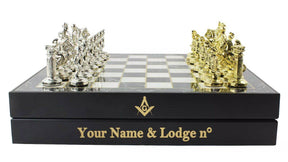 Personalized Marble Plated 20cm(7.87") Luxury Wood Chess Set - Bricks Masons