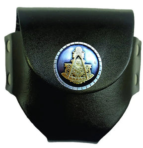 Past Master Blue Lodge Snuff Can Holder - Genuine Leather with Snap Closure - Bricks Masons