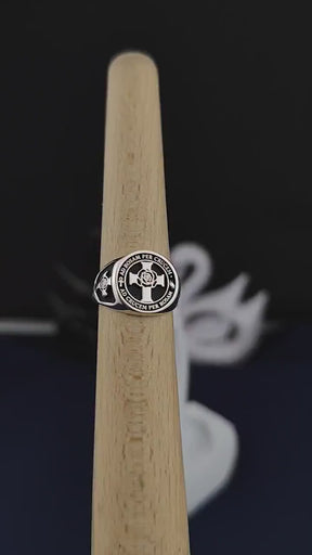 18th Degree Rose Croix Scottish Rite Ring - Blooming Rose & Latin Motto