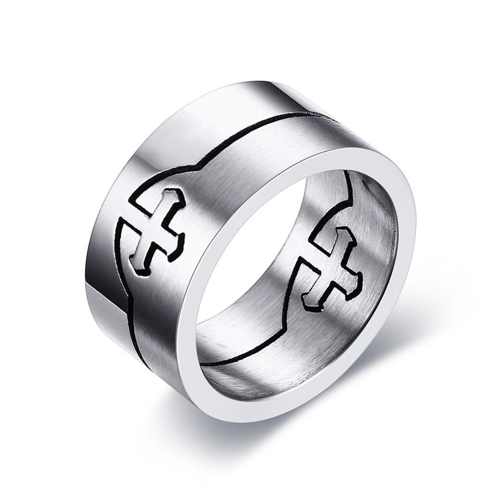 Knights Templar Commandery Ring - Puzzle Detachable (Silver/Black)