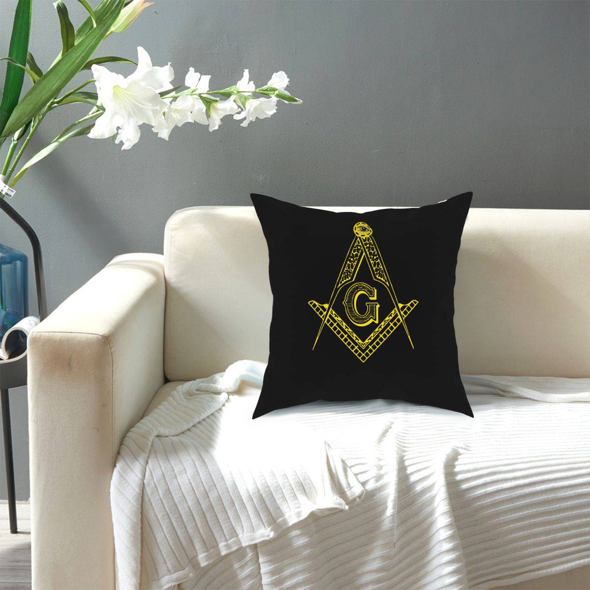 Master Mason Blue Lodge Pillowcase - Square and Square G Black