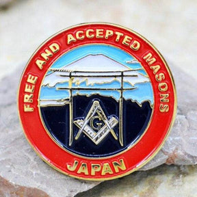 Master Mason Blue Lodge Car Emblem - Japan Fujiyama Free and Accepted Medallion