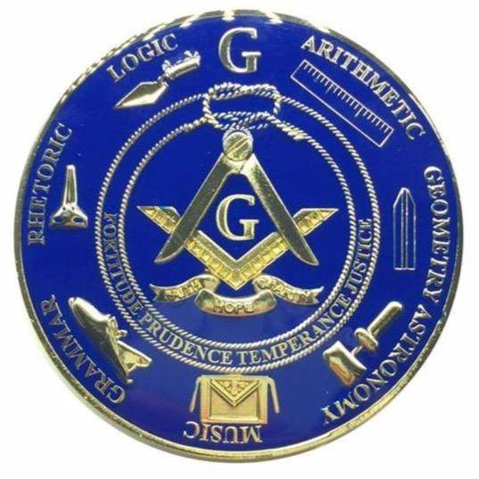 Master Mason Blue Lodge Car Emblem - Compass & Square G (Blue/Black) Medallion