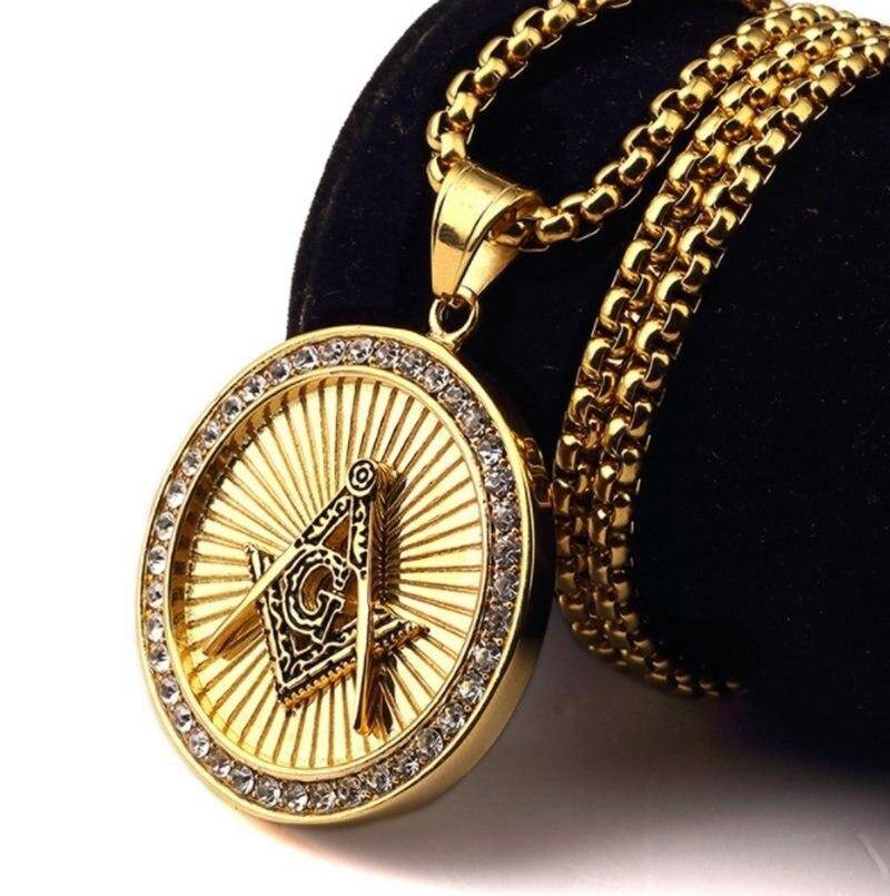 Master Mason Blue Lodge Necklace - Compass & Square G Gold