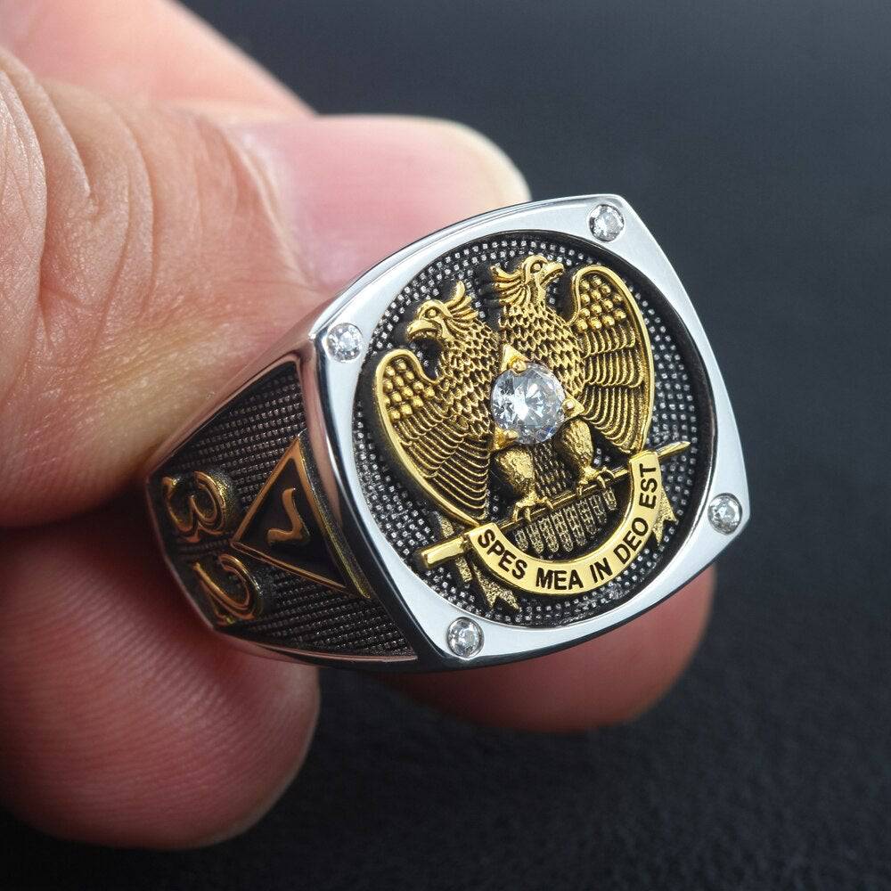 14th Degree & 32nd Degree Scottish Rite / Widows Sons Ring - 925 Sterling Silver