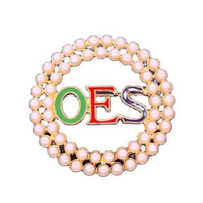 OES Brooch - Zinc Alloy With Pearls & Crystals