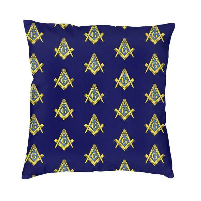 Master Mason Blue Lodge Pillowcase - Square And Compass G Velvet Fabric