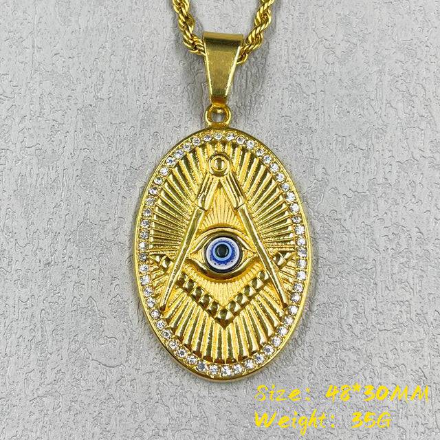 Master Mason Blue Lodge Necklace - Gold